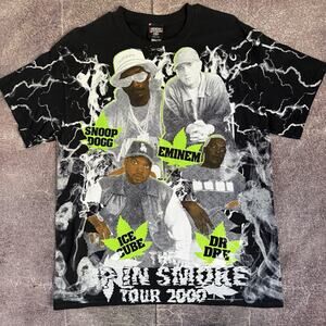 Men's Backstock Co Up In Smoke Tour Snoop Dogg Eminen All Over Print Shirt Sz L